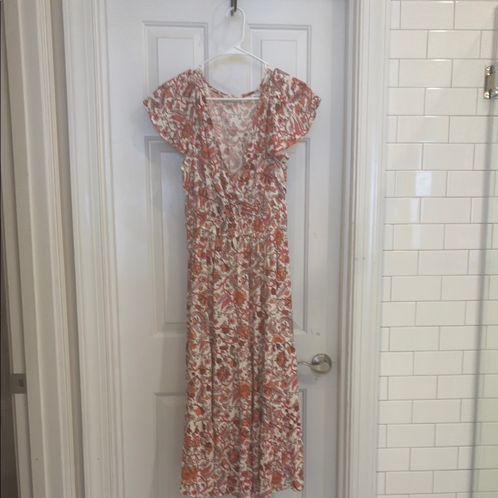 Knox Rose Orange Ruffled Tiered Maxi Sundress